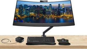 HP EliteDisplay E34m G4 34 inch Curved 2440 x 1440 2K WQHD LED-Backlit LCD Monitor, HDMI, USB Hub, DisplayPort, Camera, Built-in Speaker, Stand, MK270 Wireless Keyboard and Mouse, and Gel Wrist Pad