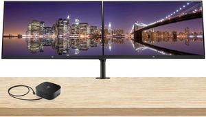 HP V27i G5 27 inch 1920 x 1080 Backlit FHD LED LCD Monitor, 2-Pack Bundle with HDMI, VGA and DisplayPort, Desk Mount Dual Monitor Stand and HP USB-C Multiport G5 Dock