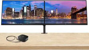 HP EliteDisplay E24u G5 24-inch FHD LED-Backlit LCD IPS Monitor, 2-Pack Bundle with HDMI, USB-C, Ethernet, and Display Port, Desk Mount Dual Monitor Stand and HP USB-C Multiport G5 Dock