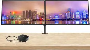 HP EliteDisplay E27k G5 27 inch 4K Ultra HD LCD IPS Monitor, 2-Pack Bundle with HDMI, USB-C, Ethernet and DisplayPort, Built-in Speakers, Desk Mount Dual Monitor Stand and HP USB-C Multiport G5 Dock