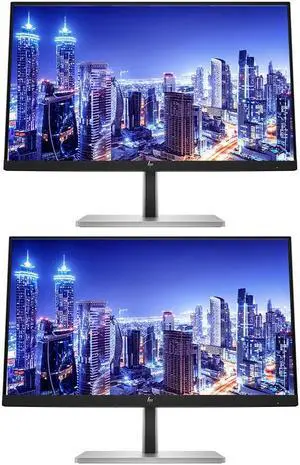 HP EliteDisplay E27 G5 27 inch Full HD LED-Backlit LCD IPS Monitor, 2-Pack Bundle with HDMI, USB Hub, and Display Port