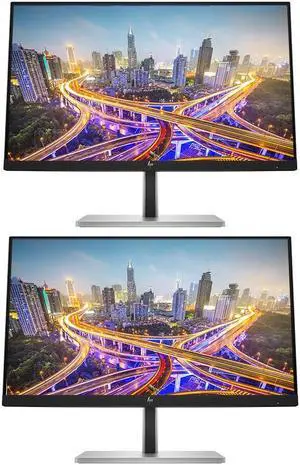 HP EliteDisplay E27q G5 27 inch Quad HD 2560 x 1440 LED-Backlit LCD IPS Monitor, 2-Pack Bundle with HDMI, USB Hub, and Display Port