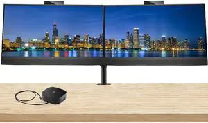 HP EliteDisplay E27m G4 27 inch Quad HD LED LCD IPS Conferencing Monitor, 2-Pack Bundle with HP E27q G5, USB-C, HDMI, DisplayPort, Camera, Desk Mount Monitor Stand and HP USB-C Multiport G5 Dock