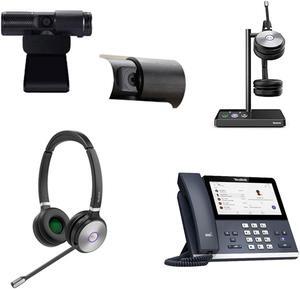 Yealink MP56 MS Teams IP Corded/Cordless Phone Bundle with WH62 MS Teams Dual Wireless Bluetooth Over Ear Headset for Office, Cam 313 2MP Webcam, Pack of 4