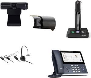Yealink MP56 MS Teams IP Corded/Cordless Phone Bundle with Yealink WH63 MS Teams Mono Bluetooth Noise Canceling Mic Headset for Office, Cam 313 2MP Webcam, Pack of 4