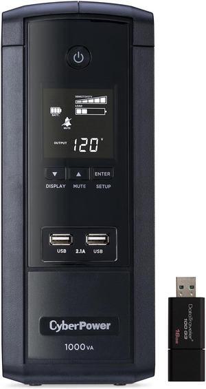 CyberPower PR2000RT2UN 2U Rack/Tower Smart App UPS System 2000VA/2000W, Intelligent LCD, RMCARD205, 8 x NEMA 5-20R Outlets, AVR, Remote Management, Bundle with 16GB USB Storage