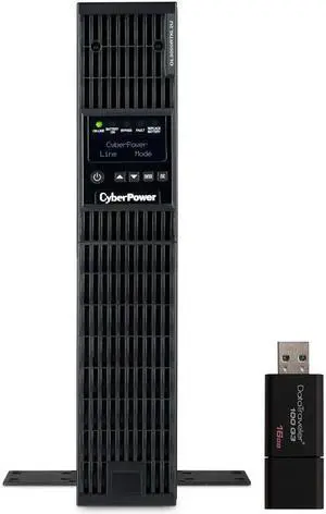 CyberPower OL3000RTXL2U 2U Rack/Tower Smart App Online UPS System 3000VA/2700W Power Supply, Intelligent LCD, 6 × NEMA 5-20R, 1 × L5-30R, AVR, Remote Management, Bundle with 16GB USB Storage