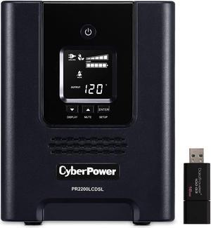 CyberPower PR2200LCDSL Smart App Sinewave UPS Tower 2070VA/1980W Backup Power Supply, Intelligent LCD, 6 × NEMA 5-20R, 1 × NEMA L5-20R Outlets, Management Software, AVR Bundle with 16GB USB Storage