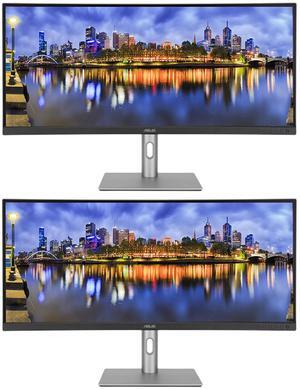 Asus ProArt PA34VCNV 34-inch Curved 1440P UW-QHD Professional Monitor, 2-Pack bundle with USB-C with 96W PD, Daisy Chain DisplayPort, HDMI, USB Hub, Ethernet and Integrated Speakers