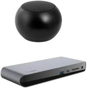 Belkin Thunderbolt 3 Dock Pro 85W Dock, DisplayPort, USB-C, SD Port and USB Hub Bundled With Bluetooth Mini Speaker, MacBook Air M2, M3, MacBook Pro M1, M2, M3, iPhone 15, iPad Pro M4, iPad Air M2