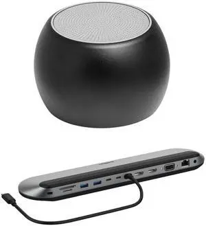 Belkin Universal USB-C 11-in-1 Pro 100W Dock, Triple 4K Support, HDMI, VGA and USB Hub Bundled With Bluetooth Boost U Speaker with Built-in Mic, 5 Hour Playback