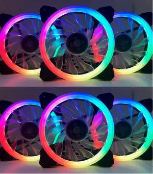 EPOWER 120mm Quiet RGB LED PWM Fan (6-Pack) with 8 Port Fan Hub and RF Remote EPOWER 120mm Quiet RGB LED PWM Fan (6-Pack) with 8 Port Fan Hub and RF Remote