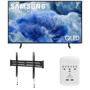 Samsung QN50Q8FAAFXZA 50 Inch Class QLED Q8F 4K Vision AI Smart TV with a Walts FIXED-MOUNT-43-90 TV Mount for 43"-98" TVs and Amber Protection 3-OUTLET-SURGE Surge Protector (2025)
