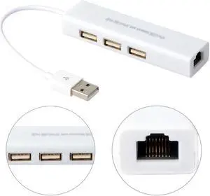 1 Piece New USB to RJ45 Ethernet Network Adapter Card With 3 Ports USB Hub For Macbook Laptop PC