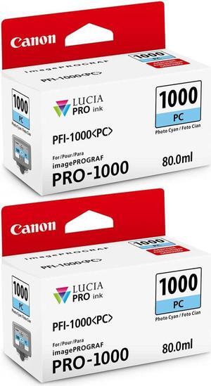 Canon 2 Pack PFI-1000PC Photo Cyan LUCIA PRO ink for imagePROGRAF PRO-1000