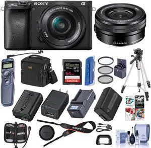Sony Alpha a6400 Mirrorless Camera w/16-50mm f/3.5-5.6 OSS Lens & Complete Kit