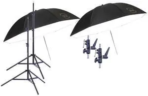 Flashpoint Umbrella Lighting Outfit with 2 Stands, Umbrellas and Mounting Brackets
