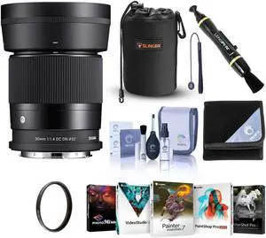 Sigma 30mm f/1.4 DC DN Cont. Lens for Leica L - Bundle w/Free Acc & PC Software