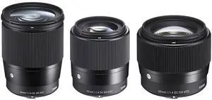 Sigma Sigma Contemporary Lens Bundle Includes Sigma 16mm f/1.4DC DN - 30mm f/1.4 DC DN - Sigma 56mm f/1.4 DC DN for Sony E-mount Cameras, Black