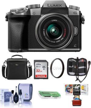 Panasonic Lumix DMC-G7 Mirrorless Camera w/14-42mm Lens Silver w/Free Acc Bund