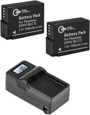 Green Extreme 2 Pack DMW-BLC12 Battery and Compact Smart Charger Kit