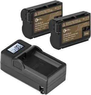 Green Extreme 2 Pack EN-EL15 Battery and Compact Smart Charger Kit 7.0V 2000mah