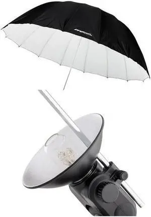 Westcott 7' Parabolic Umbrella White/Black W/Flashpoint Streaklight Umbrella kit
