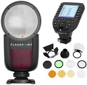 Flashpoint Zoom Li-on X TTL + R2 Pro II Trigger for Pentax + Round Head Acc Kit
