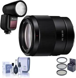 Sony FE 35mm f/1.8 E-Mount Full Frame Lens With FP Zoom Li-on X R2 TTL Flash Kit
