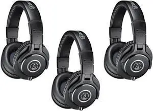 Audio-Technica 3 Pack ATH-M40x Professional Monitor Headphones, Black W/Cloth
