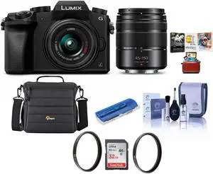 Panasonic DMC-G7 Mirrorless with 14-42mm & 45-150 lens Black W/Free Mac Acc Kit