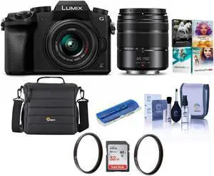 Panasonic DMC-G7 Mirrorless with 14-42mm & 45-150mm Lens Black W/Free PC Acc Kit