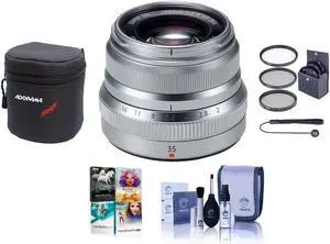 Fujifilm XF 35mm F/2 R WR Lens, Silver With Free PC Accessory Bundle #16481880 A