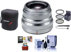 Fujifilm XF 35mm F/2 R WR Lens, Silver With Free Mac Accessory Bundle