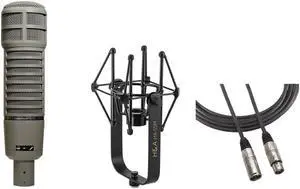 Electro-Voice RE20 Variable-D Dynamic Cardioid Microphone with Shockmount, Broadcast Arm, Shoc kMount, 15' XLR Cable