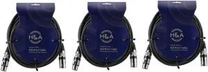 H&A Value Series, 3 Pack XLR M to F Professional Microphone Cable - 25'