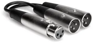 Y Cable, XLR3F to Dual XLR3M, 18 in