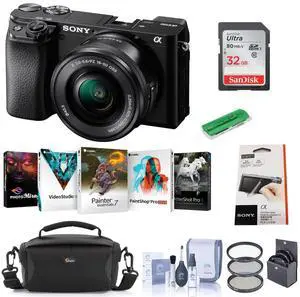 Sony Alpha a6100 Mirrorless Digital Camera with 16-50mm Lens W/FREE PC Acc Kit