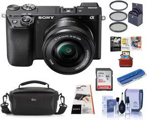 Sony Alpha a6100 Mirrorless Digital Camera with 16-50mm Lens W/FREE Mac Acc Kit