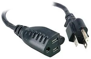 Comprehensive 15' Universal AC Power Extension, NEMA 5-15P to NEMA 5-15R, Black