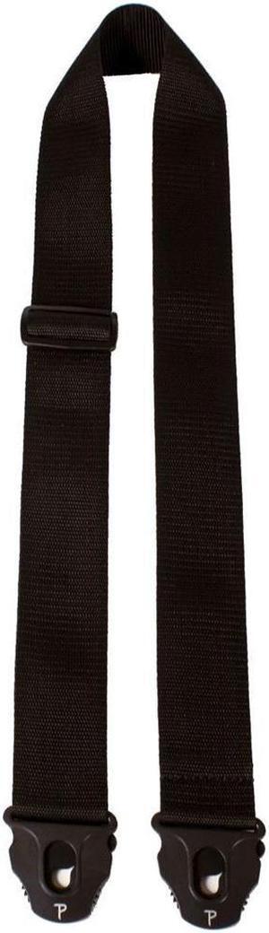 Perri's Leathers NWSPL 2" Wide Soft Nylon Guitar Strap, Black Perri's Lock End