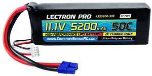 COMMON SENSE RC Lectron Pro 11.1V 5200mAh 50C Li-Po Battery with XT60 Connector and CSRC Adapter