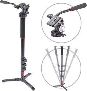 3Pod 4 Section Aluminum Photo/Video Monopod w/Fluid Base, LWT Fluid Video Head