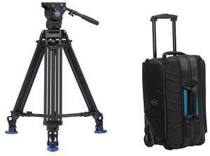 Benro BV6 PRO 3-Section Aluminum Video Tripod, Bundle w/Tenba Cineluxe Roller 21