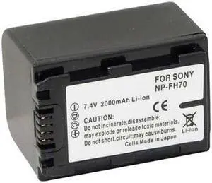 Flashpoint NP-FH70 7.4V 2000mAh Replacement Lithium-Ion Camcorder Battery for Sony