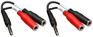 Hosa Technology 2x 6" Stereo 1/4" Male to Two Mono 1/4" Female Y-Cable