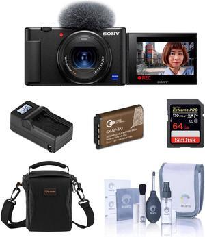 Sony ZV-1 Compact 4K HD Camera Black Essential Bundle with 64GB Card, Bag & Acc.