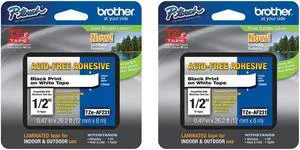 Brother 2x .47" Black Print on White Laminated Tape, Acid-Free Adhesive (26.2ft)