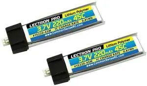 COMMON SENSE RC Lectron Pro 3.7V 220mAh 45C Li-Po Battery, 2-Pack