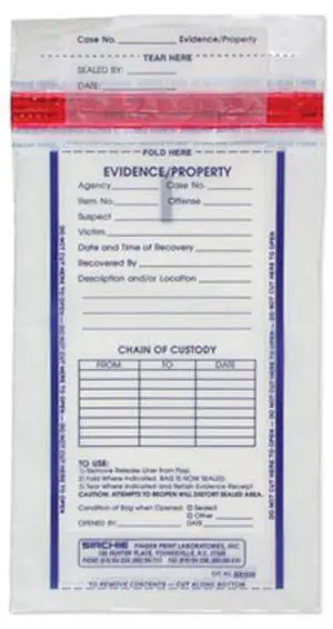 Sirchie Integrity Evidence Bag, 4x7-1/2", 100 Per Pack #IEB4000